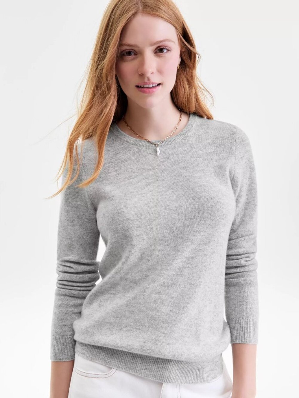 Charter Club Luxury 100% Cashmere Crewneck Sweater Ice Grey Heather Women's Sz L